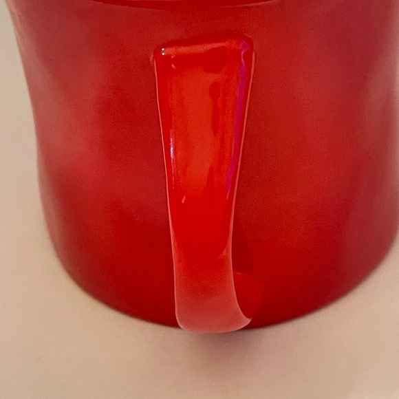 Anthropologie Coffee Mug, Orange/Red Color Hand Painted letter E monogram - Picture 5 of 8